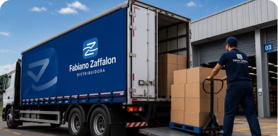 Caminhão Fabiano Zaffalon sendo descarregado